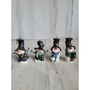 Rustic mini big hat snowman Moon snowflake set ornament Xmas